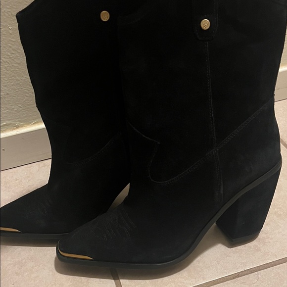 Black Suede Cowboy Boots - Picture 1 of 4